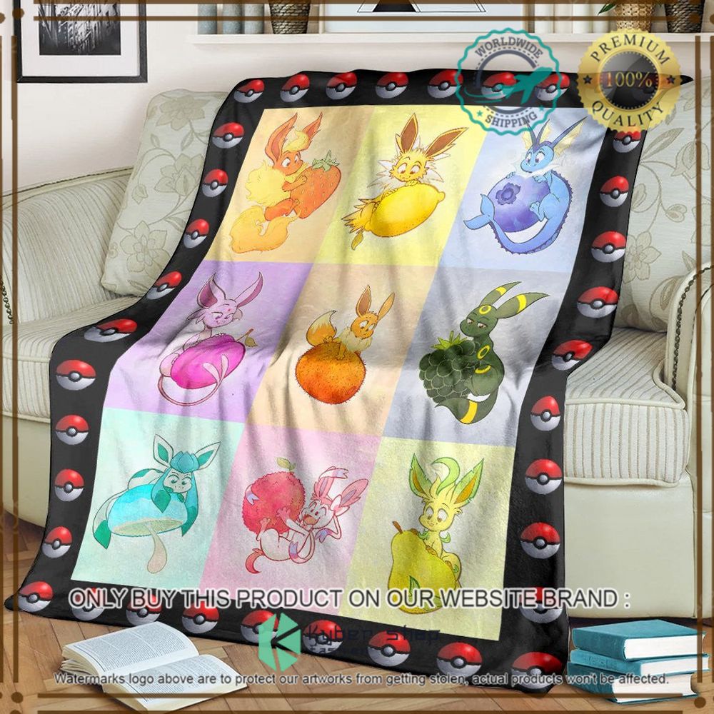 eeveelutions and fruit custom pokemon soft blanket 1 46463