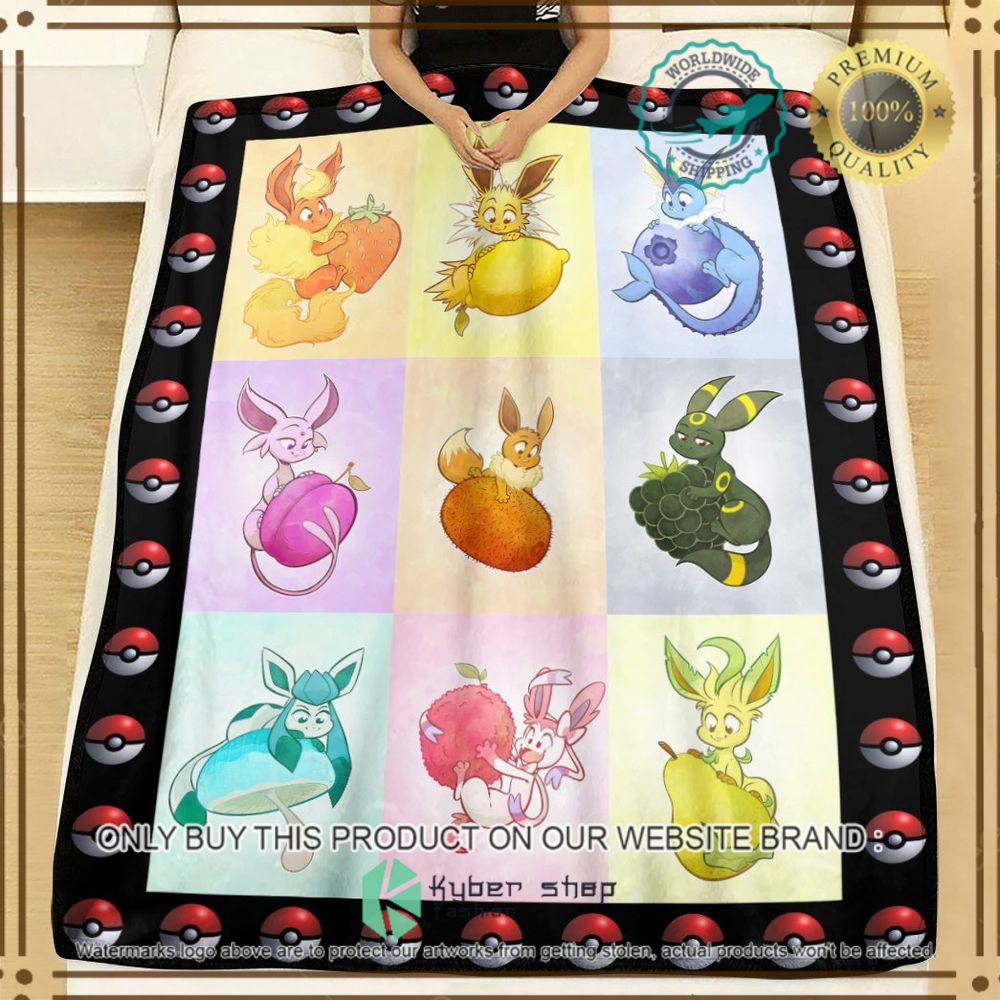 eeveelutions and fruit custom pokemon soft blanket 2 78897