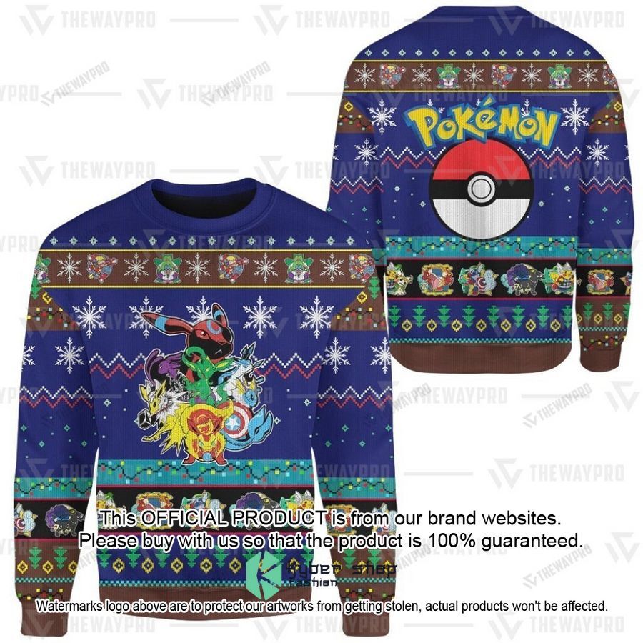 Eevengers blue Christmas Sweater 5 Eevengers blue Christmas Sweater word2
