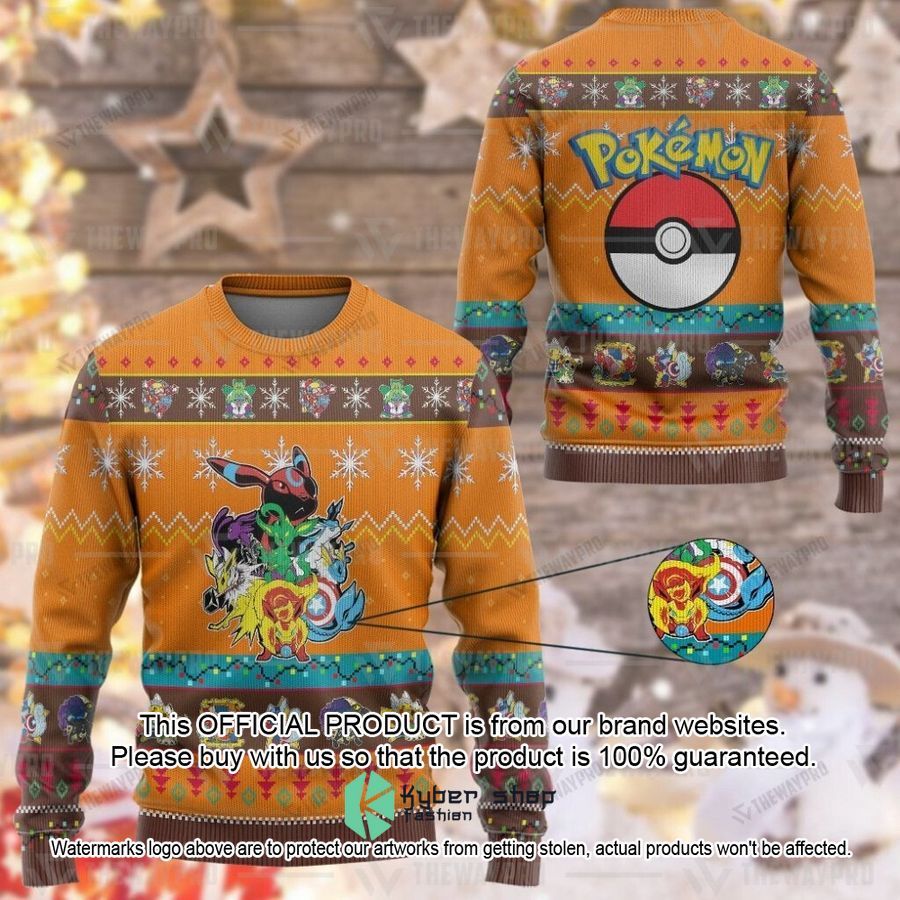 Eevengers orange Christmas Sweater word3
