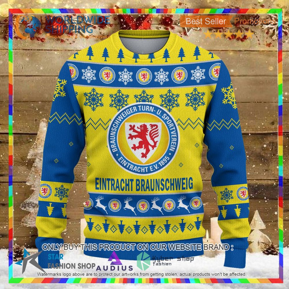 eintracht braunschweig yellow blue ugly christmas sweater 2 35985