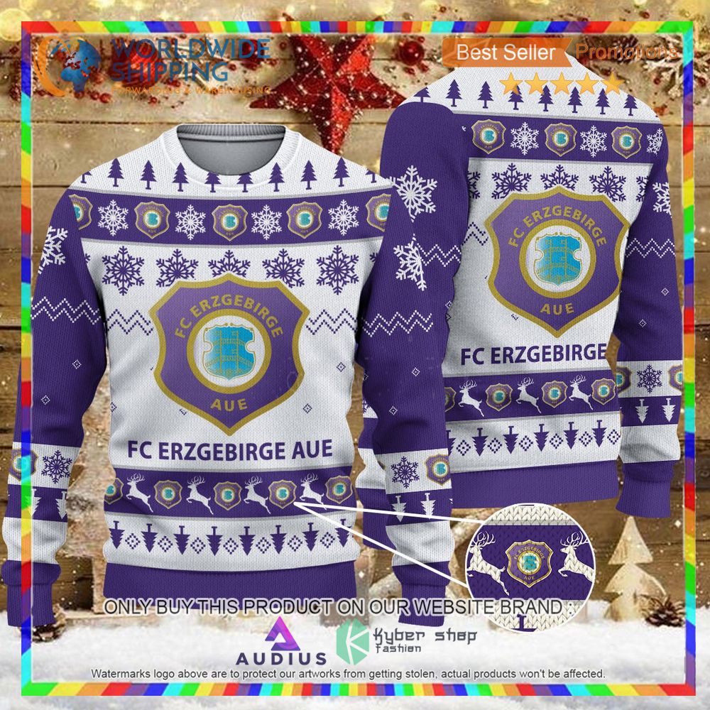 erzgebirge aue white purple ugly christmas sweater 1 1439