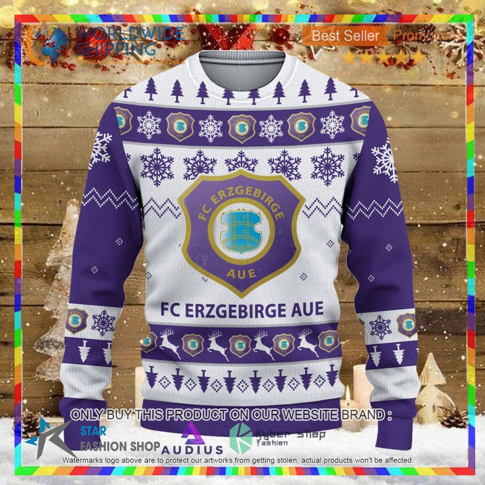 erzgebirge aue white purple ugly christmas sweater 2 82831