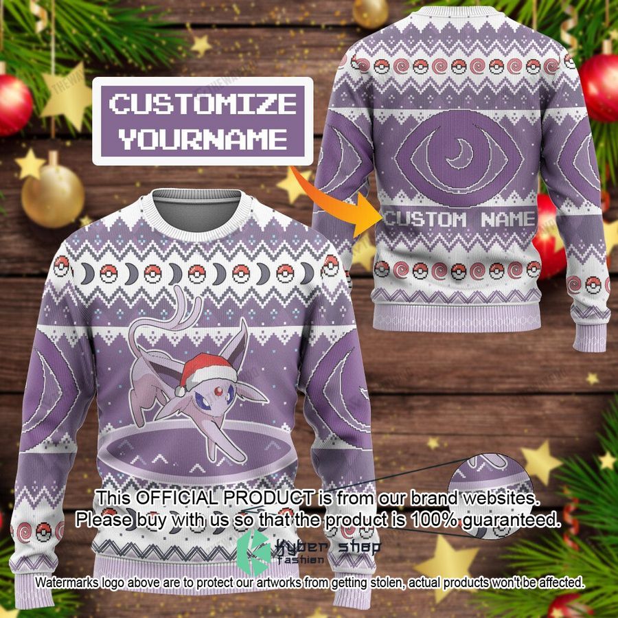 Espeon Custom Name Christmas Sweater 15