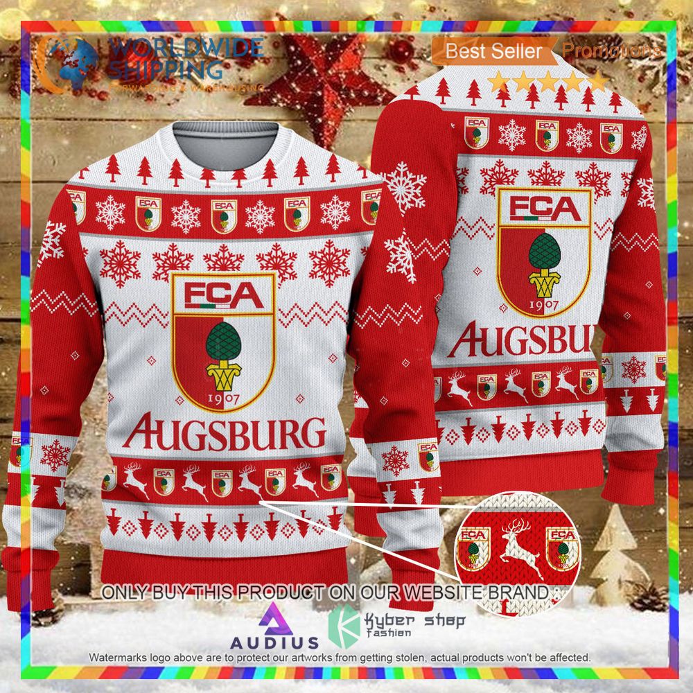 fc augsburg white red ugly christmas sweater 1 34353