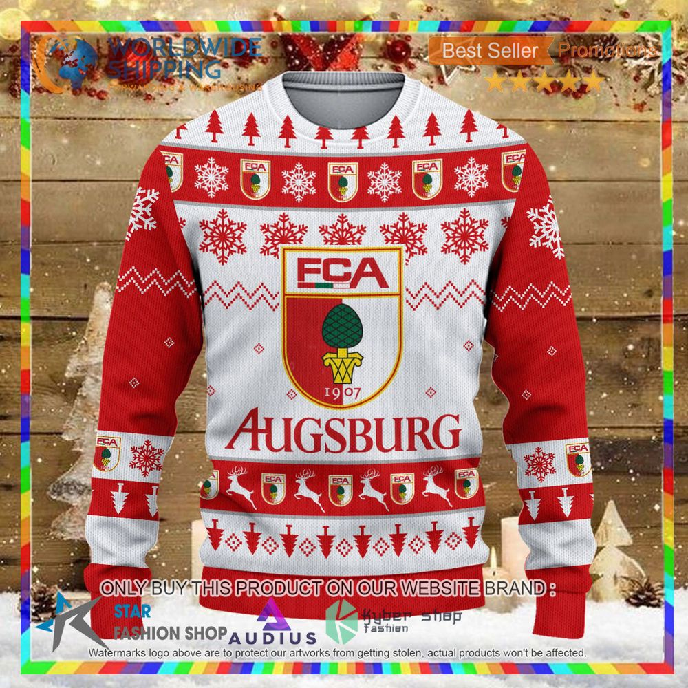 fc augsburg white red ugly christmas sweater 2 29482