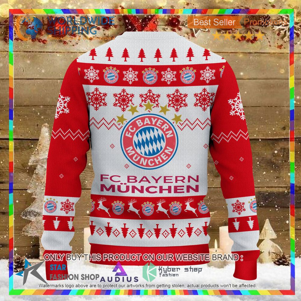 FC Bayern Munchen white red Ugly Christmas Sweater 3 fc bayern munchen white red ugly christmas sweater 3 76062