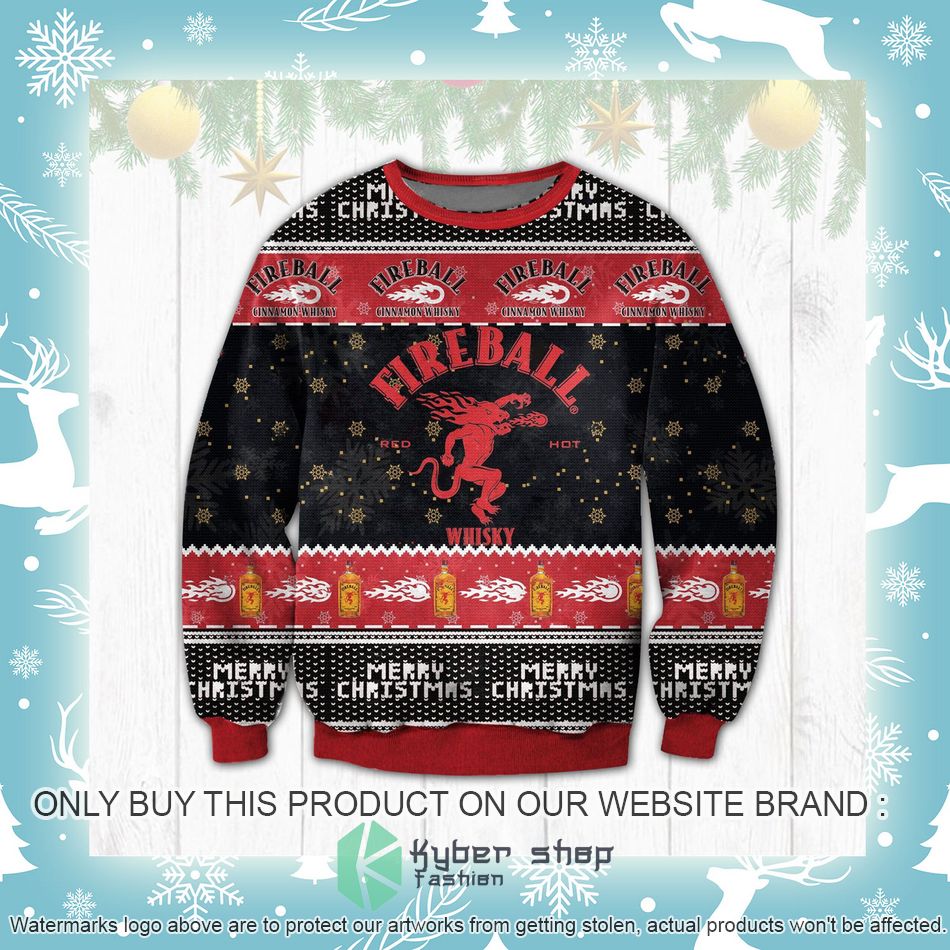 Fireball Whisky black red Ugly Christmas Sweater 3 fireball whisky black red ugly christmas sweater 3 14799