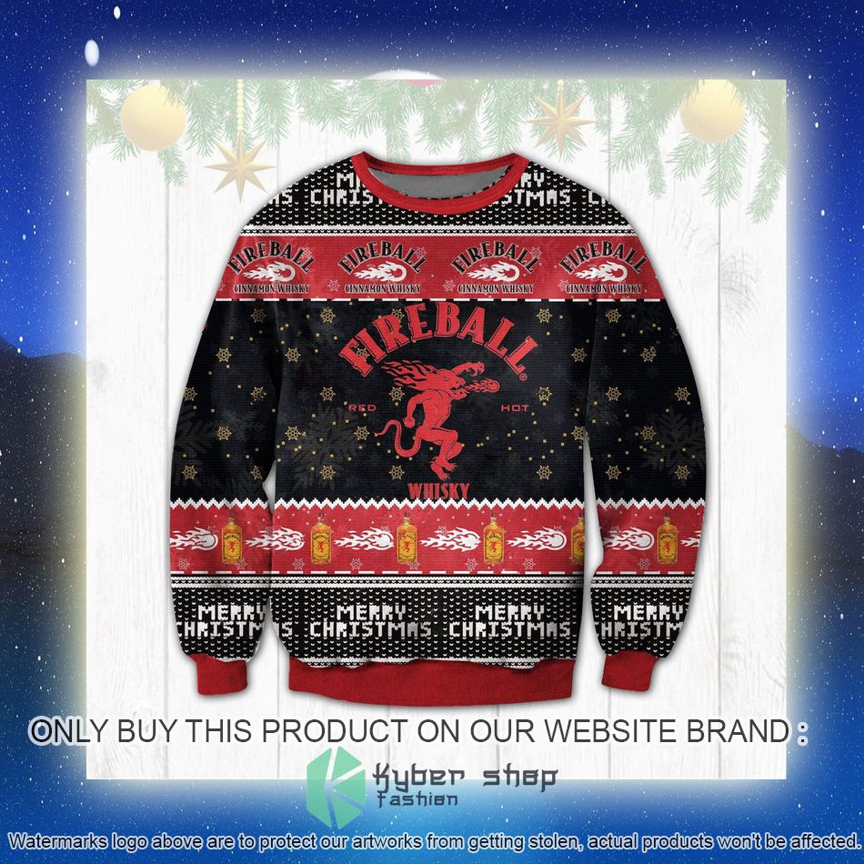 Fireball Whisky black red Ugly Christmas Sweater 4 fireball whisky black red ugly christmas sweater 4 27560
