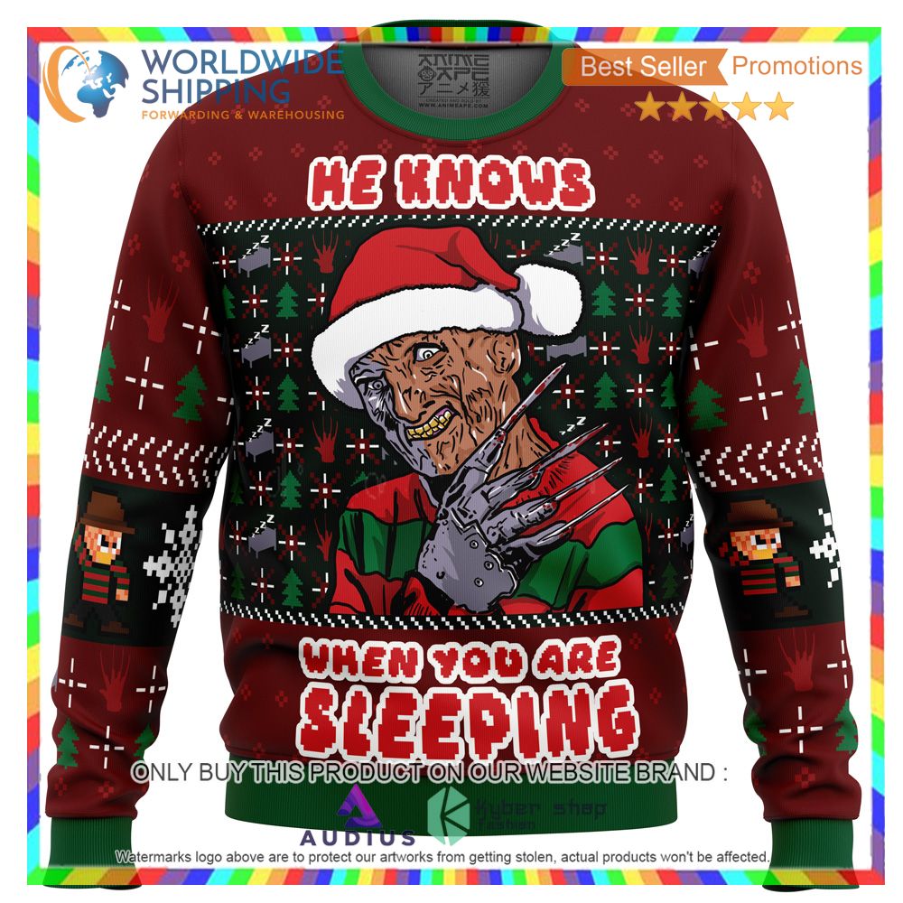 fred claws christmas freddy krueger ugly christmas sweater 1 87511