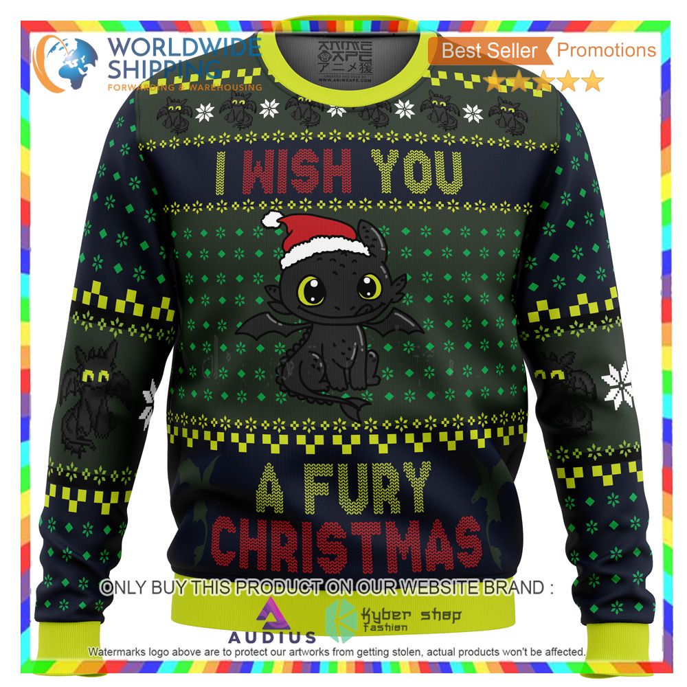 fury christmas toothless ugly christmas sweater 2 20486
