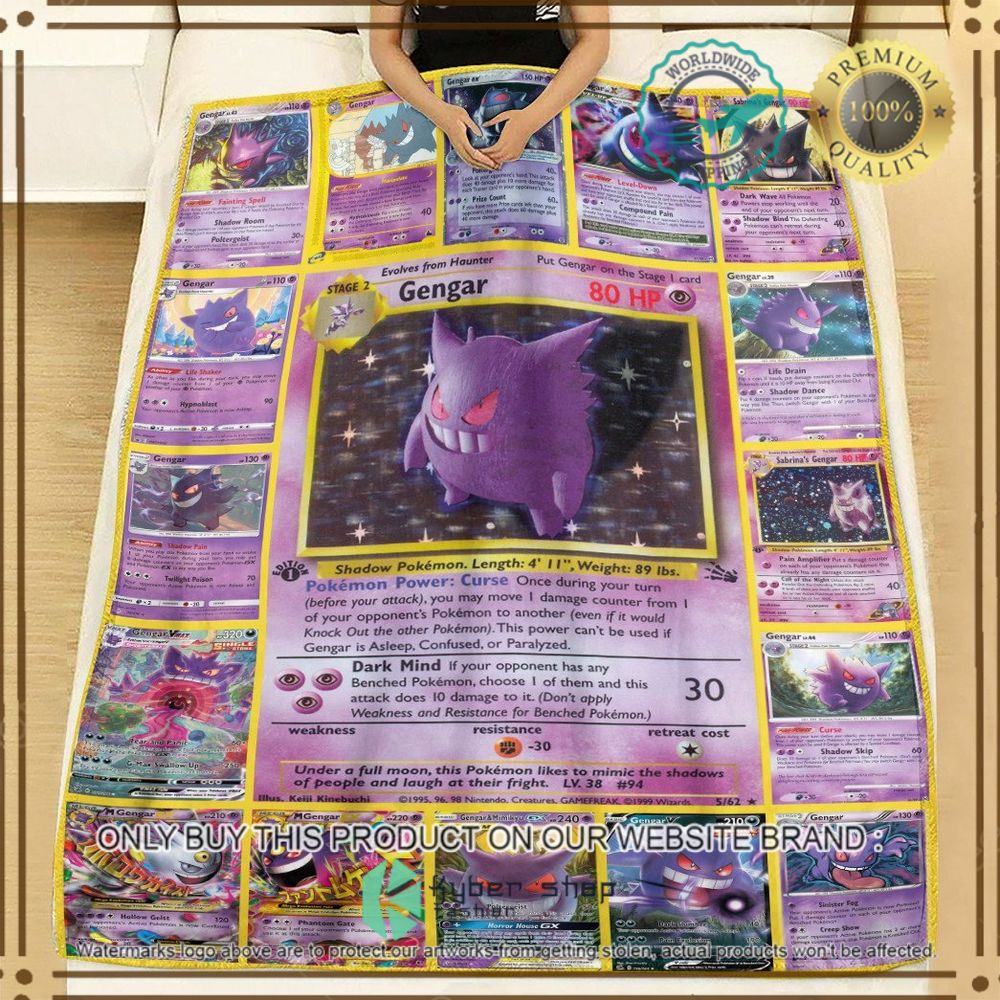 Gengar Cards Custom Anime Pokemon Soft Blanket 3 gengar cards custom anime pokemon soft blanket 3 91312