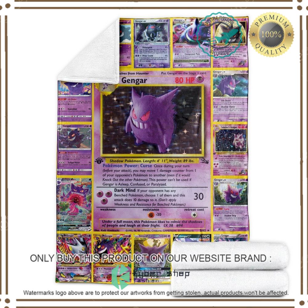 Gengar Cards Custom Anime Pokemon Soft Blanket 4 gengar cards custom anime pokemon soft blanket 4 69708