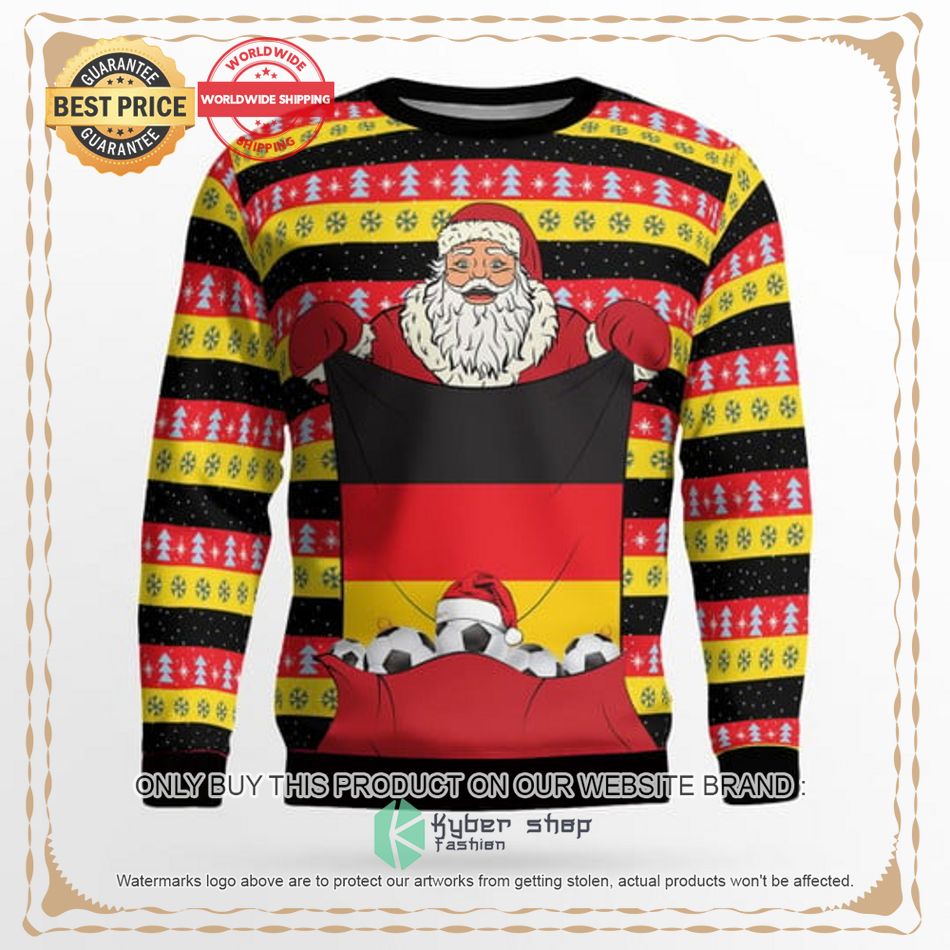 germany flag football santa claus ugly christmas sweater 2 80078