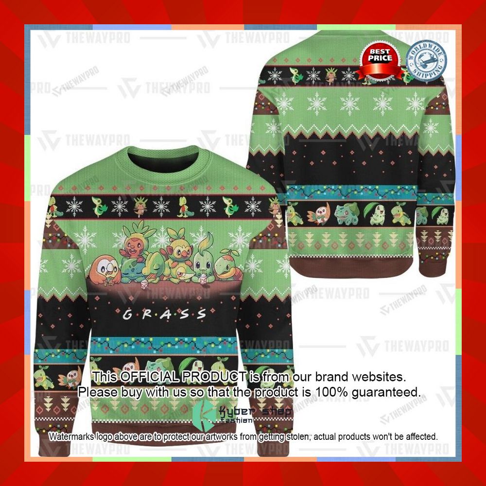 Grass Pokemon Christmas Sweater 10