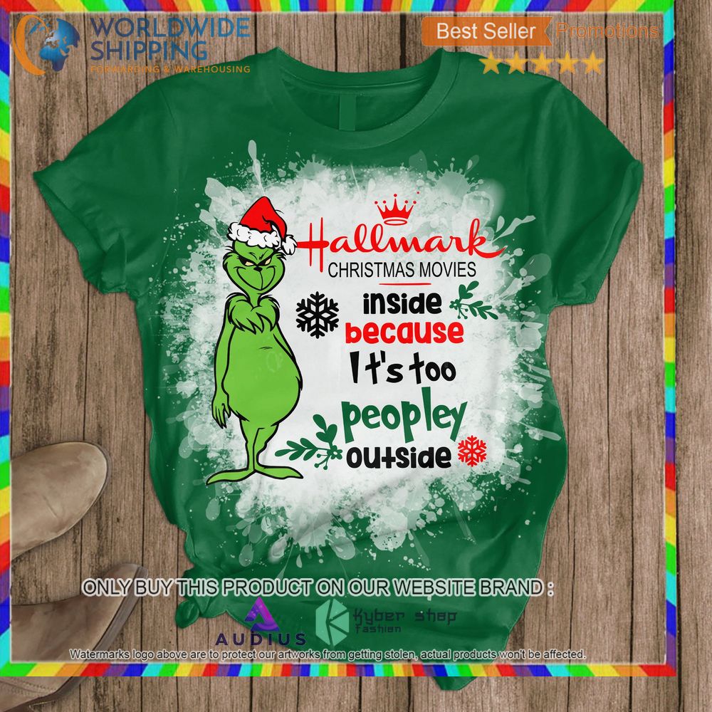 grinch hallmark christmas movies inside because its too peopley outside pajamas set 2 12690