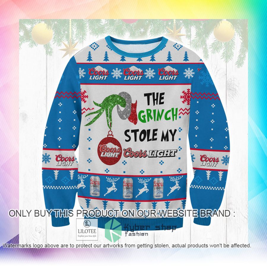 grinch stole coors light christmas sweater sweatshirt 2 76990