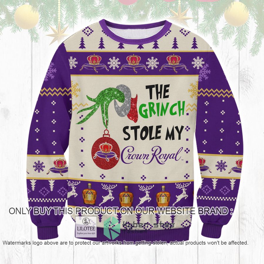 grinch stole crown royal christmas sweater sweatshirt 1 59567