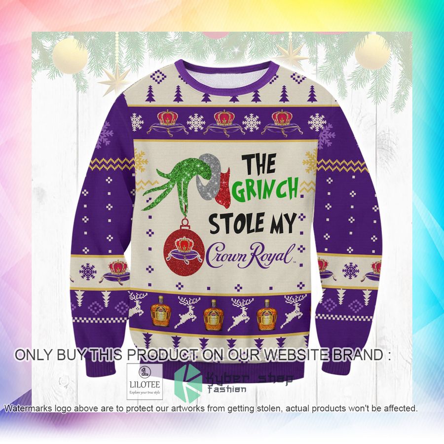 grinch stole crown royal christmas sweater sweatshirt 2 39109