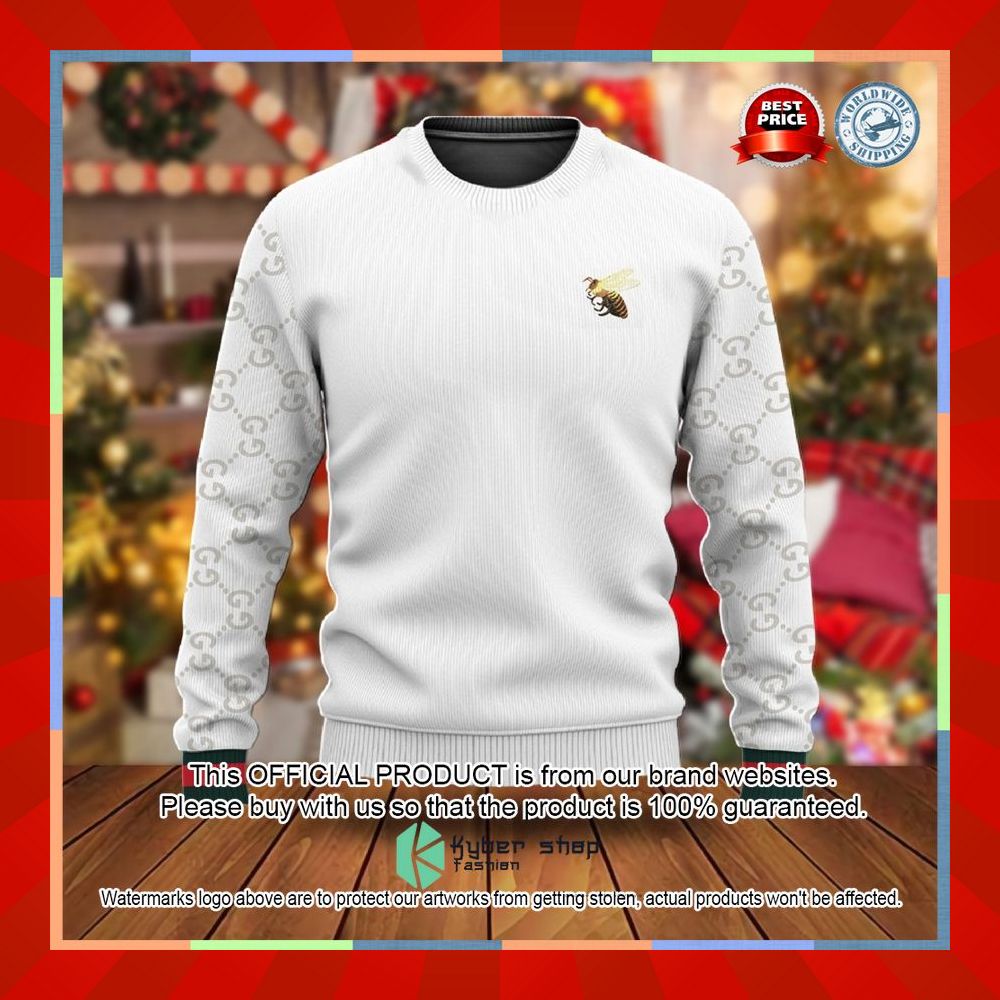 Gucci Bee White Christmas Sweater 5