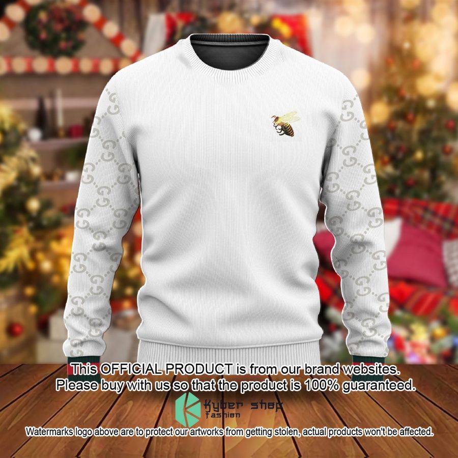 Gucci Bee White Christmas Sweater 9