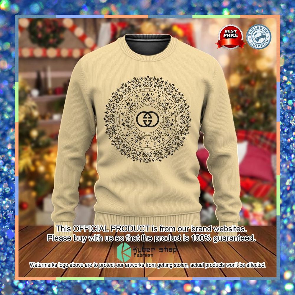 Gucci Circle pattern Yellow Christmas Sweater 11