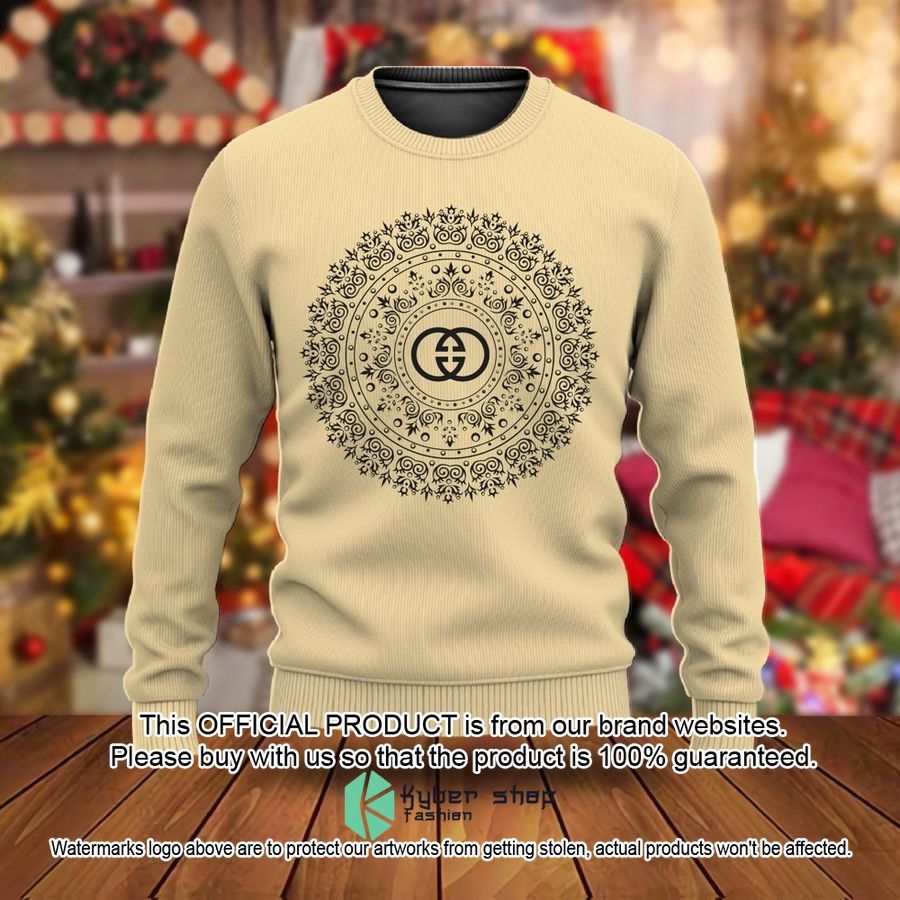 Gucci Circle pattern Yellow Christmas Sweater 10