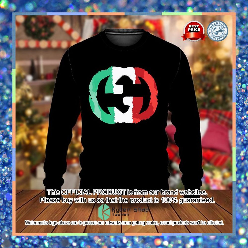 Gucci Color Logo Black Christmas Sweater 11
