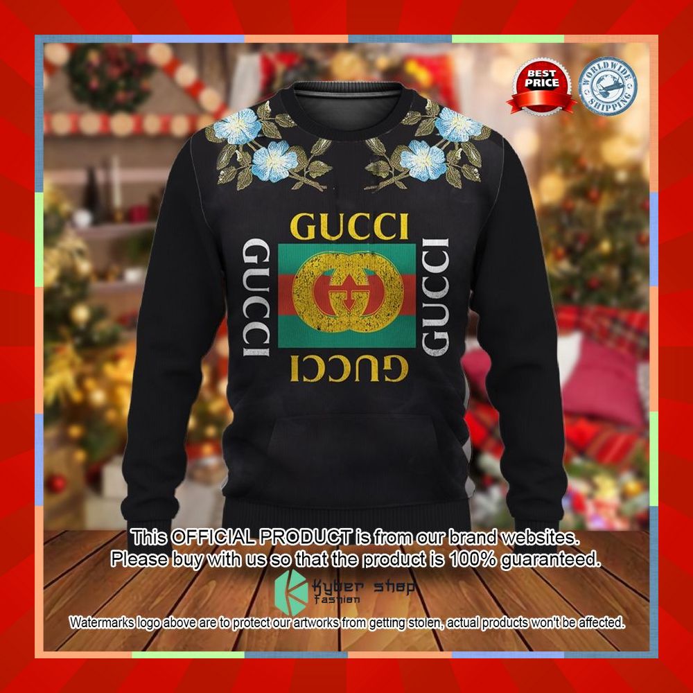 Gucci Floral Black Christmas Sweater 5