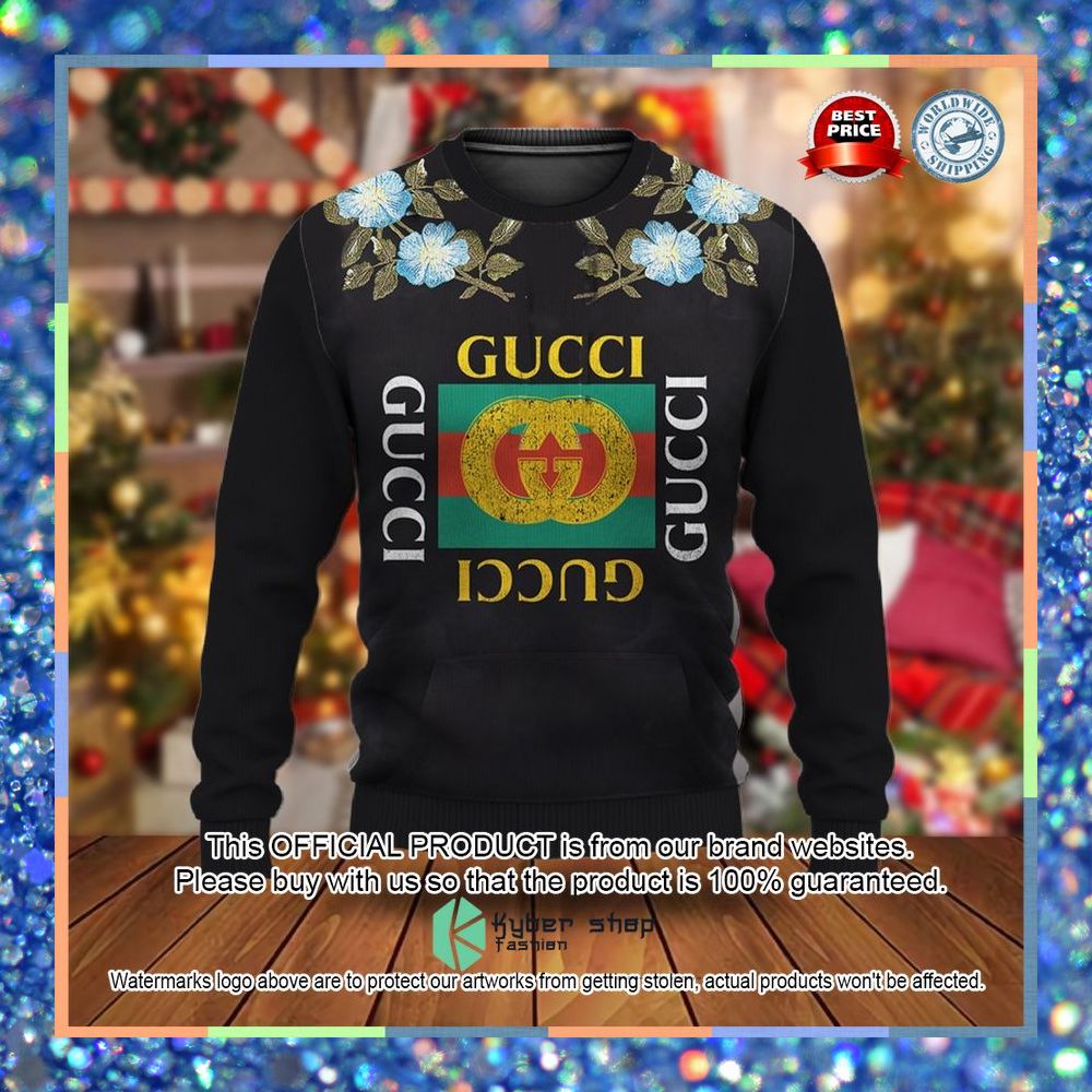 Gucci Floral Black Christmas Sweater 2