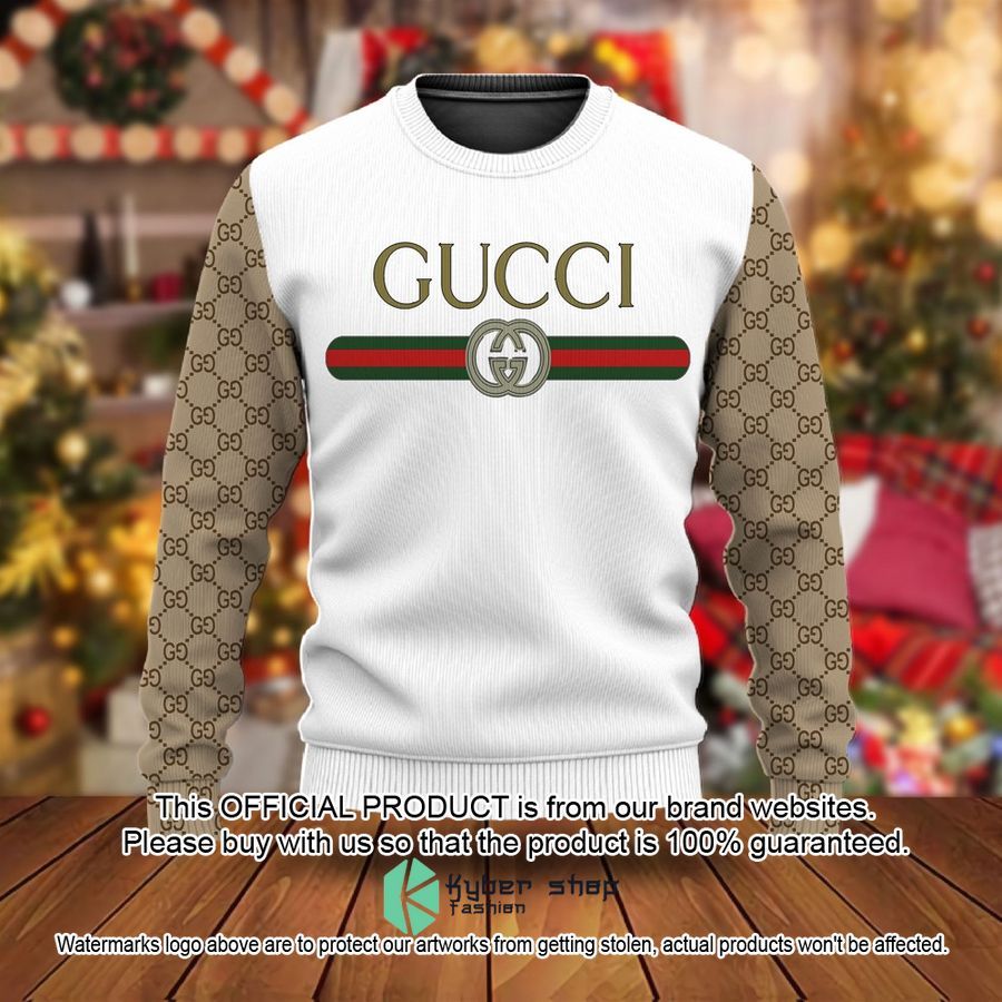Gucci White Brown Christmas Sweater 8
