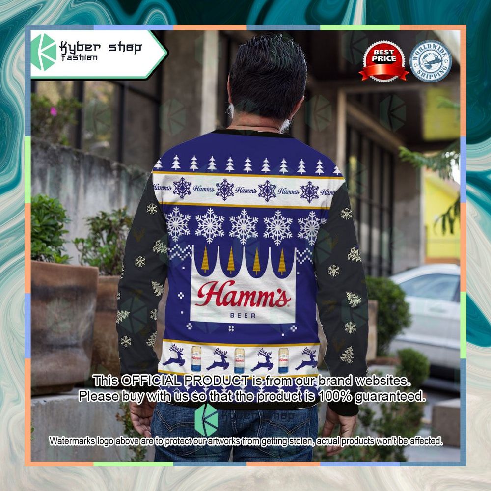 Hamm's Beer black blue Christmas Sweater 17