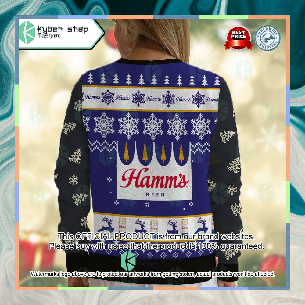 Hamm's Beer black blue Christmas Sweater 19