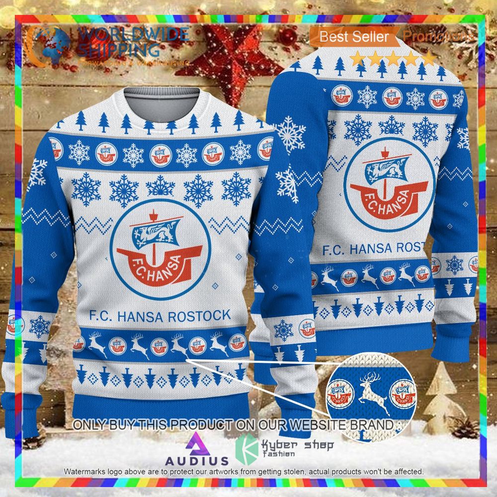 hansa rostock white blue ugly christmas sweater 1 26847