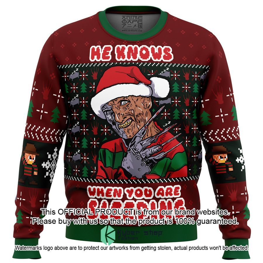 He Knows When You Are Sleeping Freddy Krueger Christmas Sweater