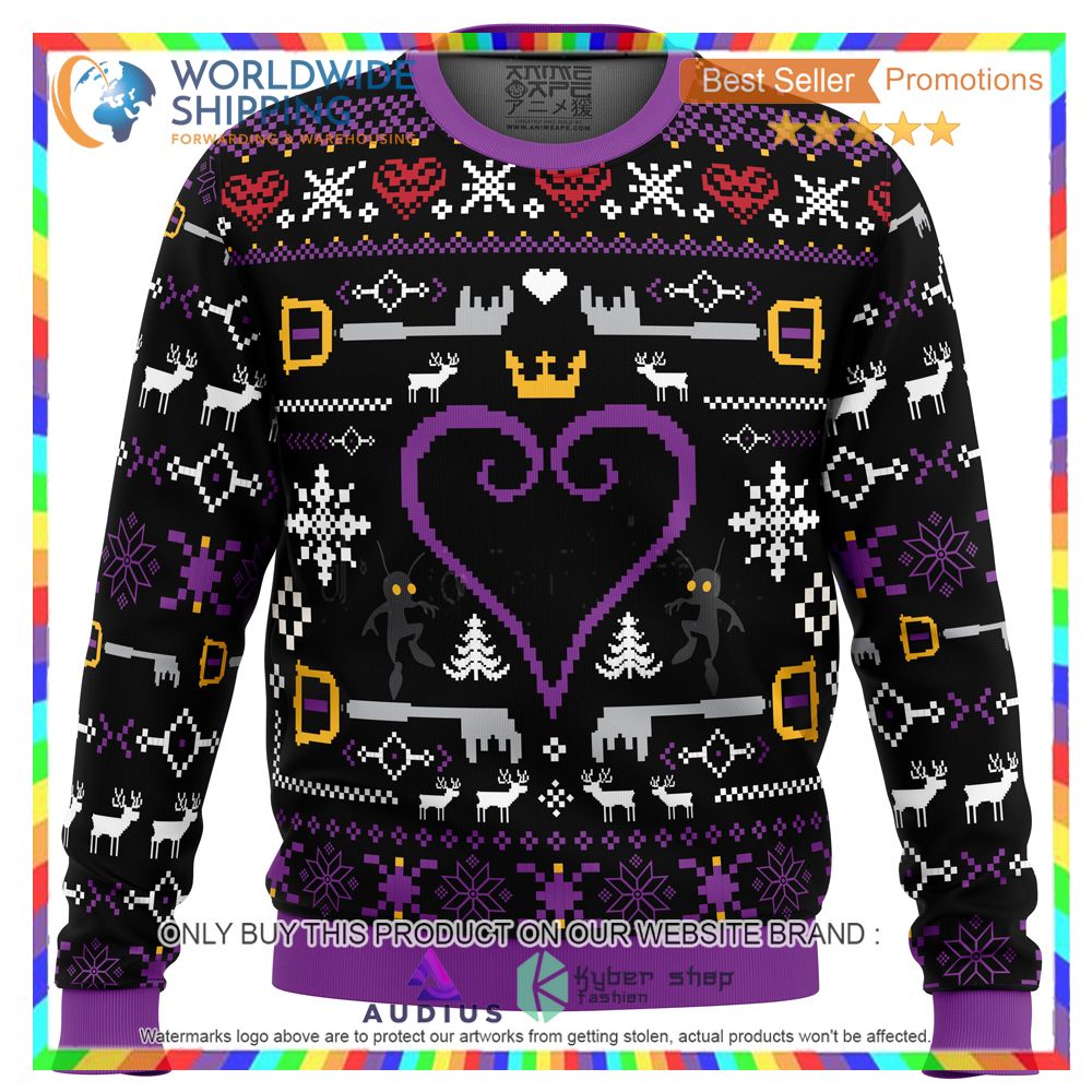hearts kingdom hearts ugly christmas sweater 2 76658