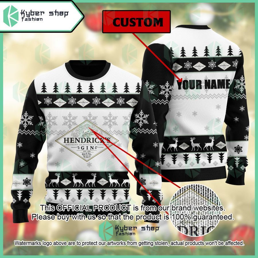 Hendrick's Gin Custom Name ugly Sweater word2