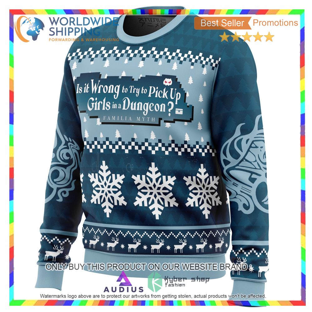 Hestia Familia Emblem DanMachi Ugly Christmas Sweater 3 hestia familia emblem danmachi ugly christmas sweater 3 91472