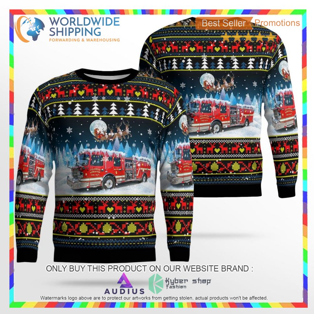 hoffman illinois hoffman fire rescue ugly christmas sweater 1 35744