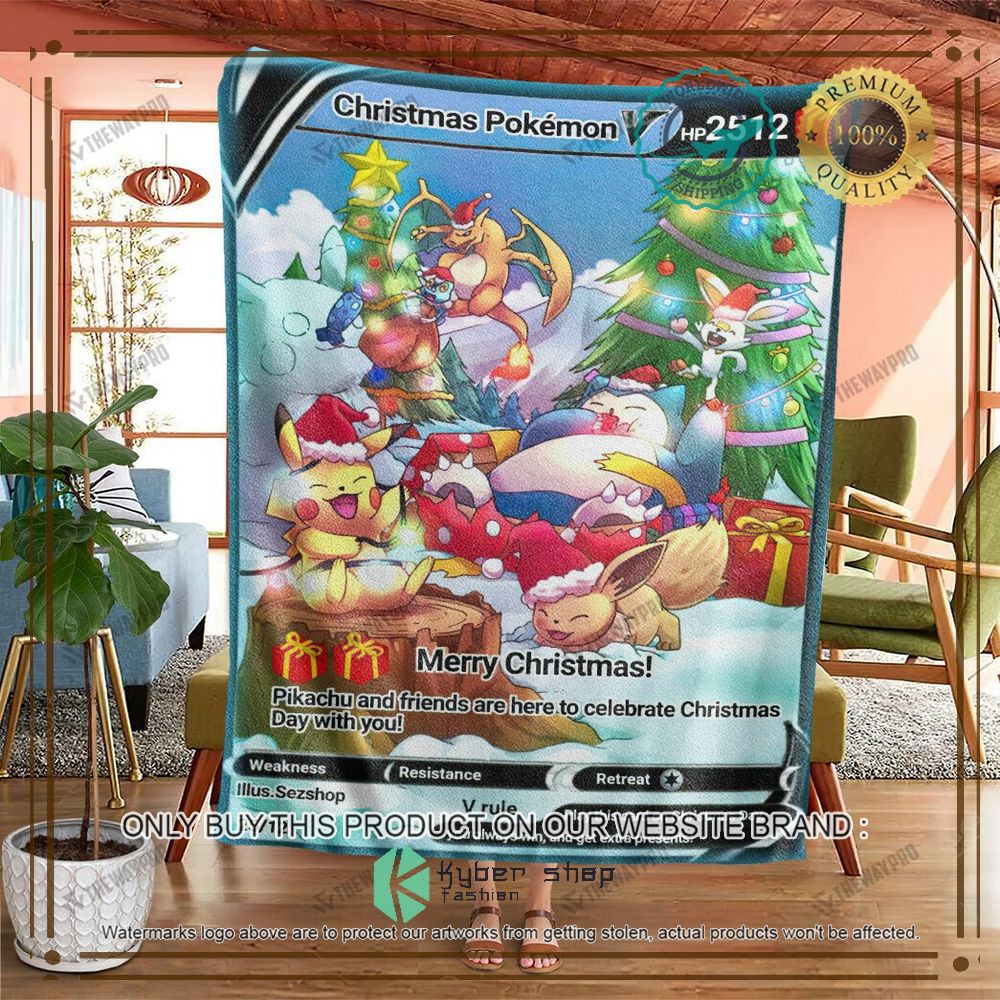 holo pokemon christmas anime pokemon blanket 2 32499