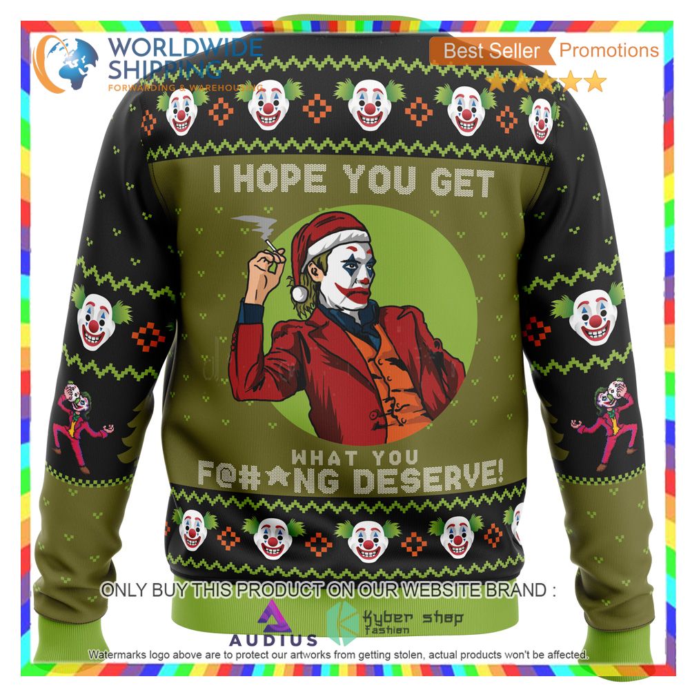 I Hope You Get What You Deserve Joker DC Comics Ugly Christmas Sweater 3 i hope you get what you deserve joker dc comics ugly christmas sweater 3 36004