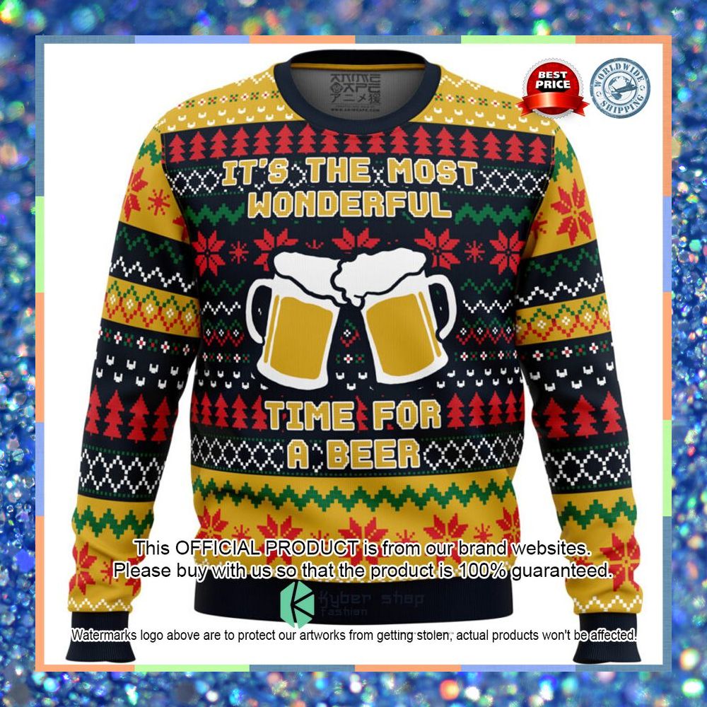 It's The Most Wonderful Time For A Beer Parody Christmas Sweater 10