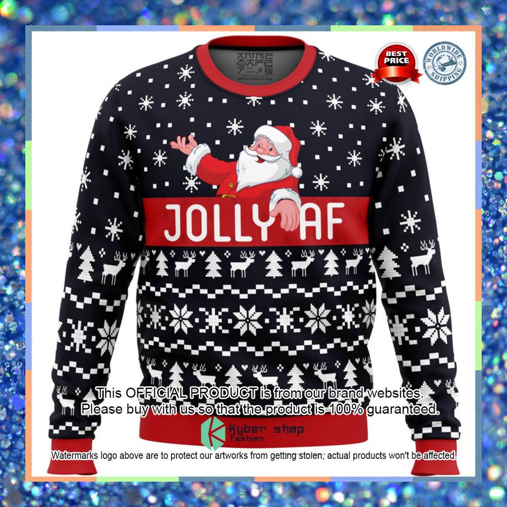 Jolly Af Santa Claus Sweater Christmas 18