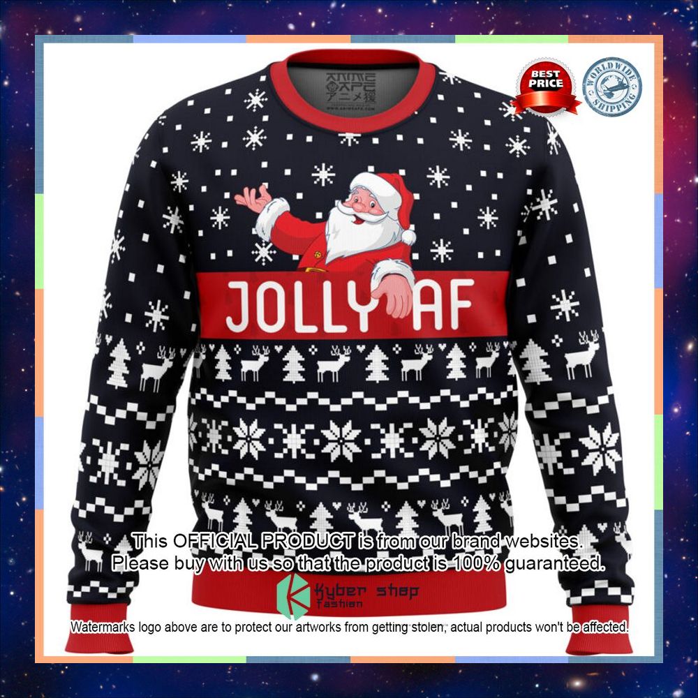 Jolly Af Santa Claus Sweater Christmas 10