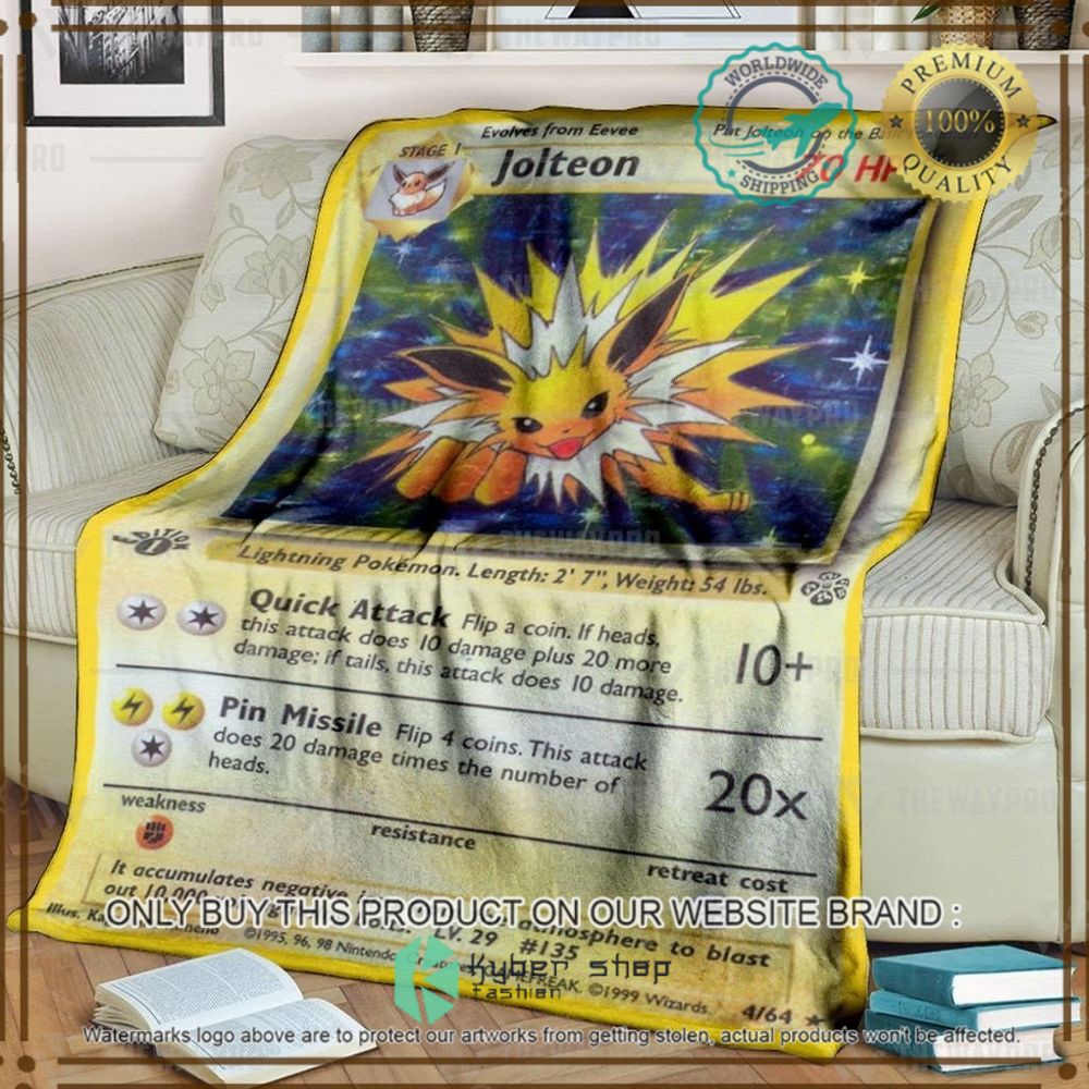 jolteon holo 1st edition custom pokemon soft blanket 1 63080