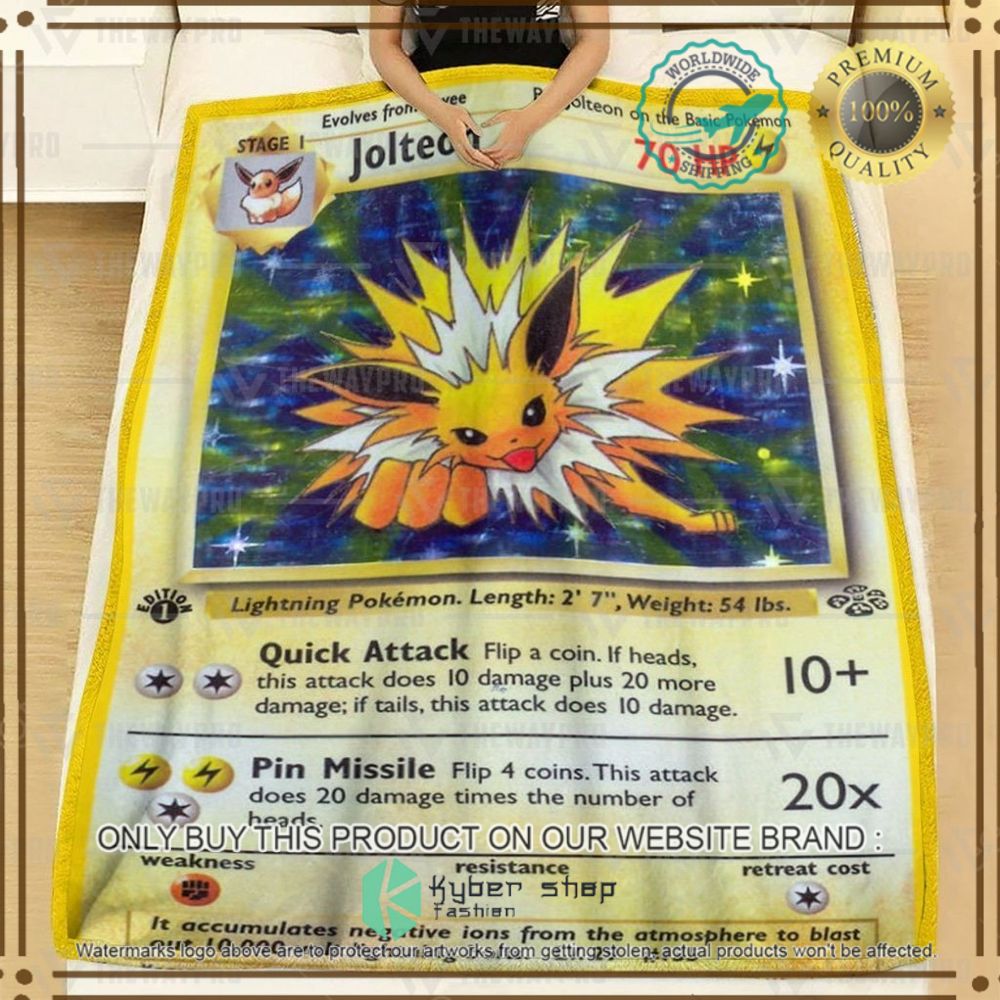 jolteon holo 1st edition custom pokemon soft blanket 2 14062