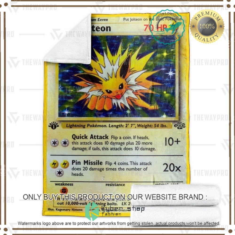Jolteon Holo 1st Edition Custom Pokemon Soft Blanket 3 jolteon holo 1st edition custom pokemon soft blanket 3 67914