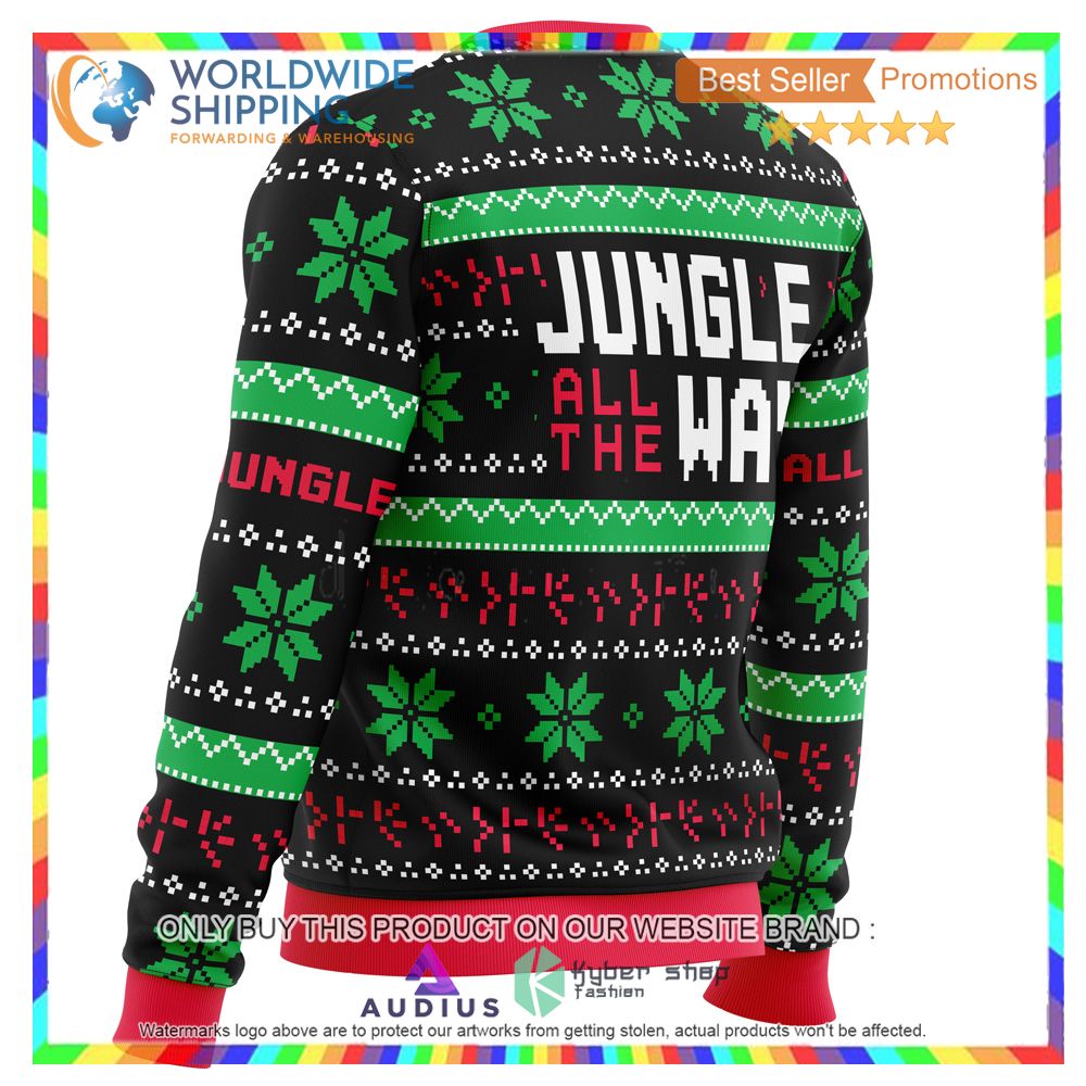 Jungle All The Way Arnold Schwarzenegger Ugly Christmas Sweater 4 jungle all the way arnold schwarzenegger ugly christmas sweater 4 48592