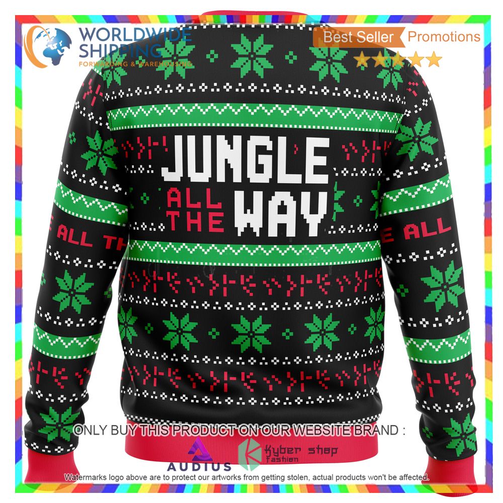 Jungle All The Way Arnold Schwarzenegger Ugly Christmas Sweater 5 jungle all the way arnold schwarzenegger ugly christmas sweater 5 52444