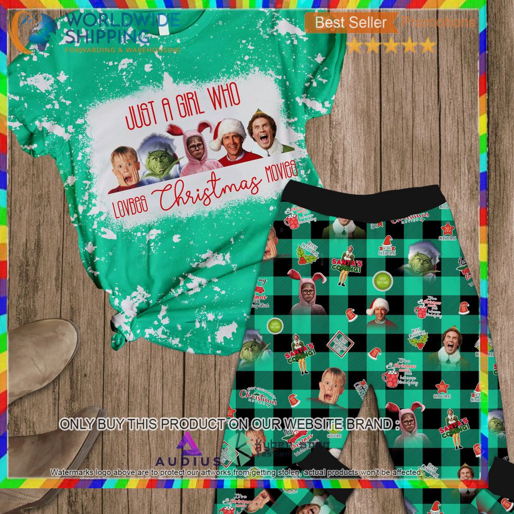just a girl who loves christmas movies pajamas set 1 58350
